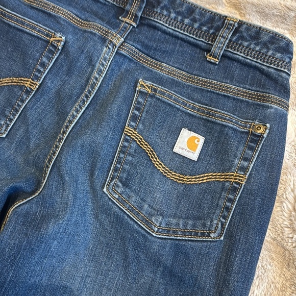 Carhartt Jeans Bootcut women’s size 6 blue denim w logo patch like new NWOT - Picture 11 of 11